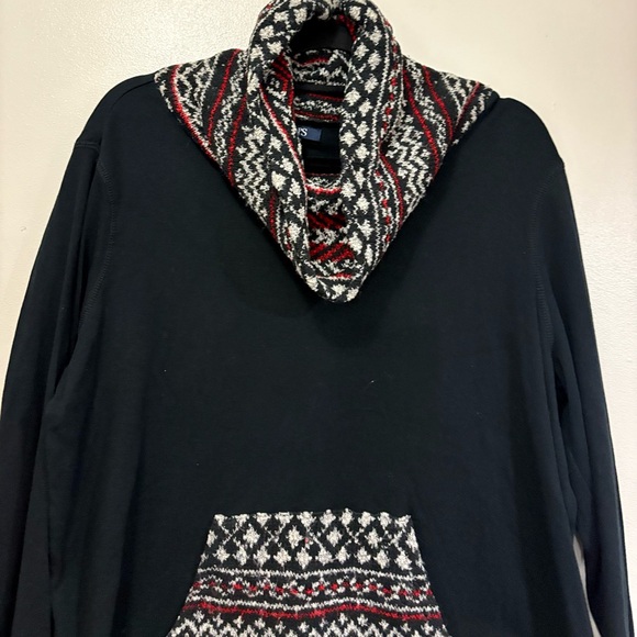 Chaps Black and Red Cowl Neck Sweater with Nordic Design - Picture 3 of 7